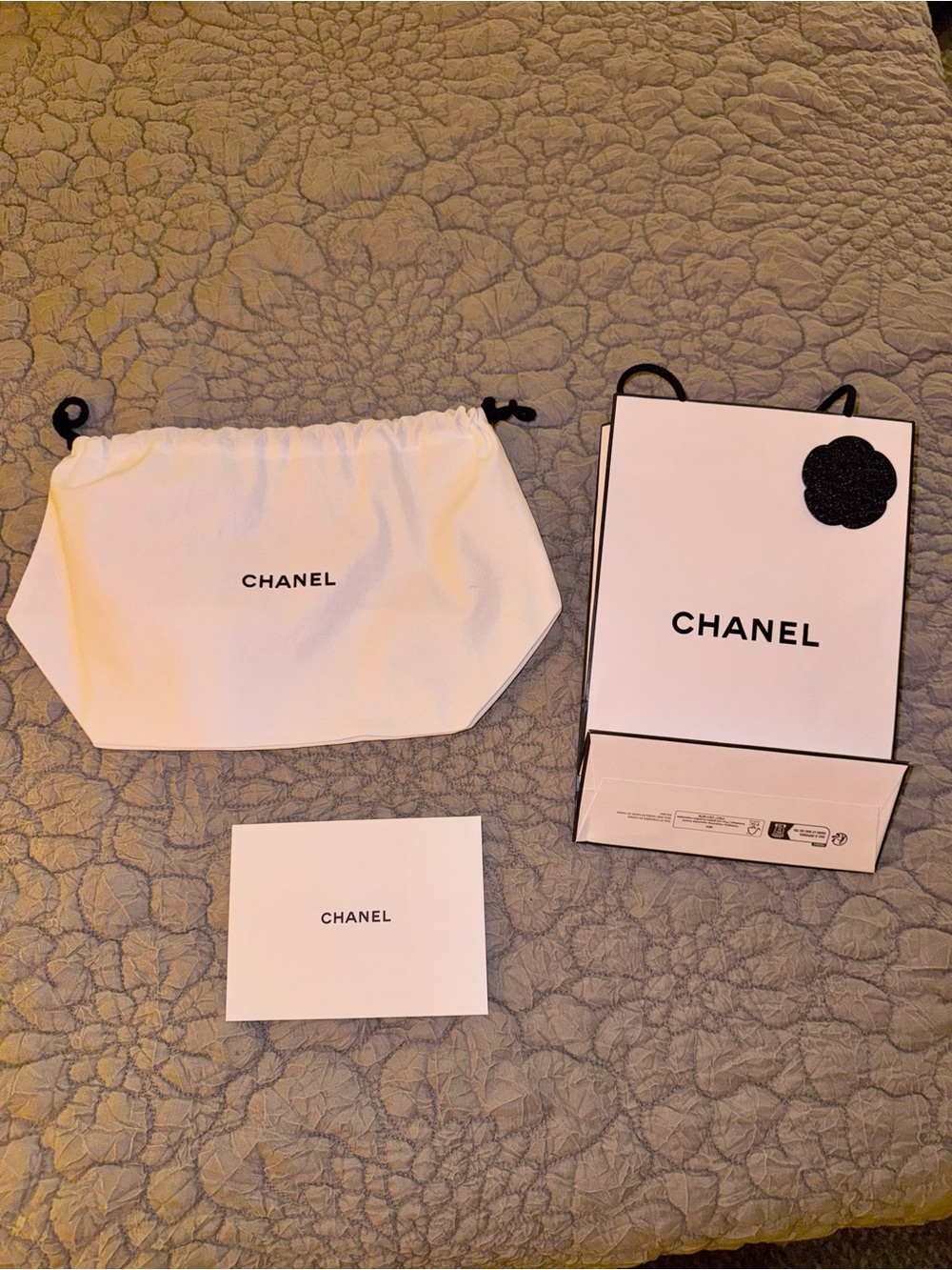CHANEL White Shopping Bag, Dust Bag and Envelope